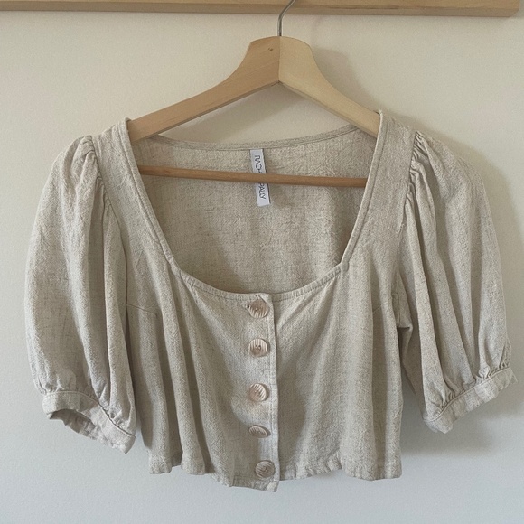 RACHEL PALLY Linen Kimme Top XS in Natural - Picture 1 of 7